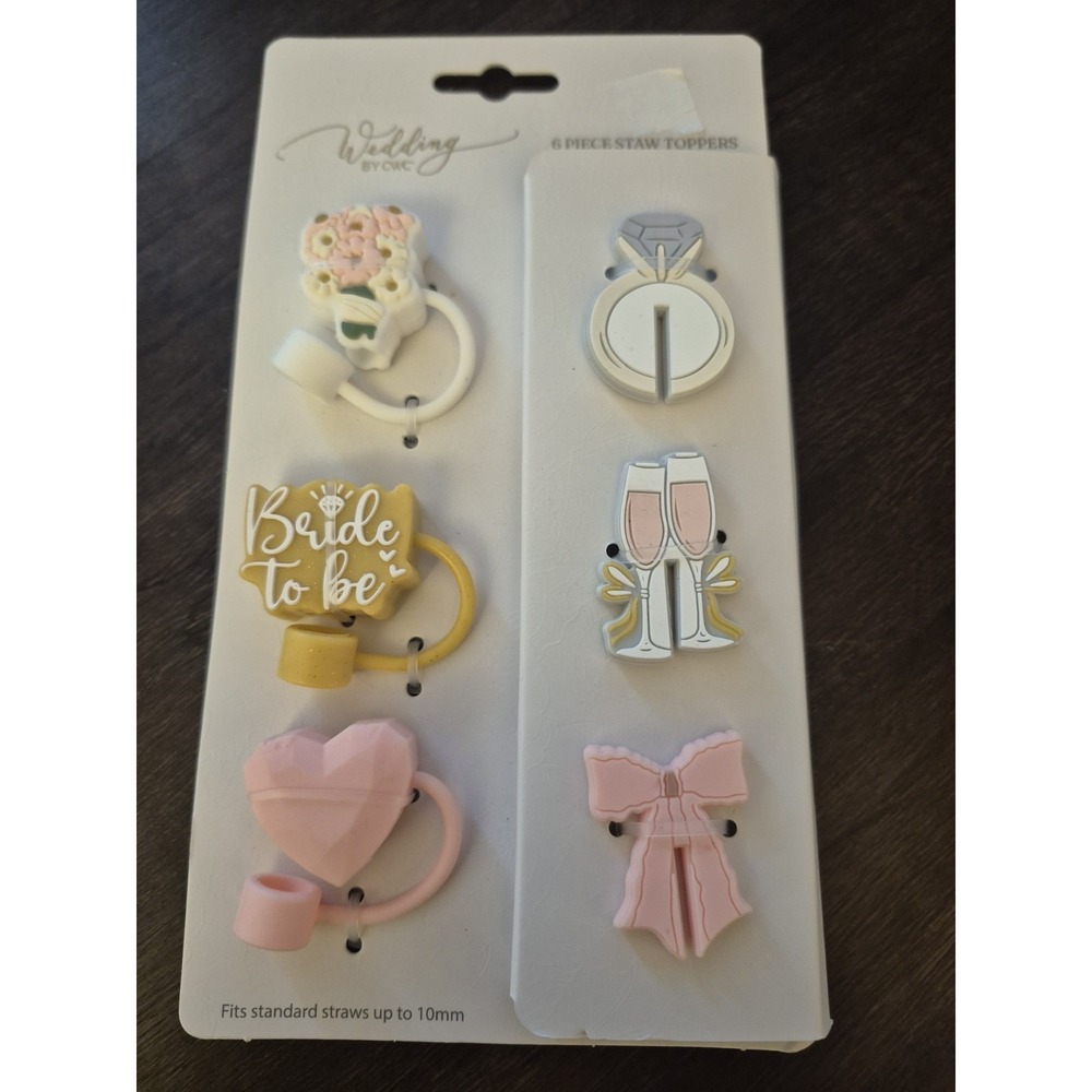 Cook with Color 6 Straw Toppers Drink Markers Wedding Bouquet Glasses Bride S30